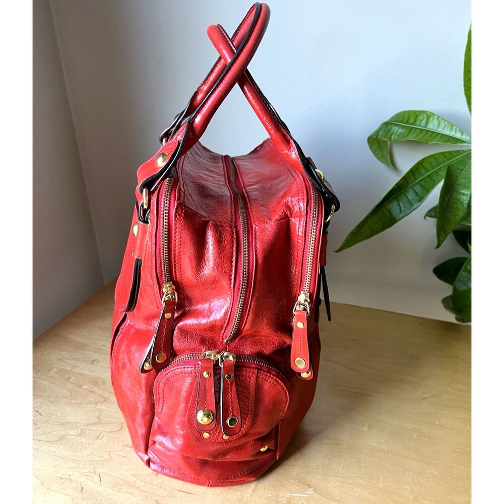 Hype Y2K Red Patent Leather Hobo Shoulder Purse Hand Bag Multiple Pockets Large - Picture 3 of 12